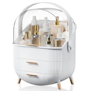 化妆收纳盒/带抽屉透明盖白色款 58%OFF