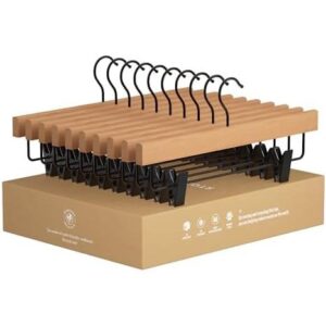 StorageWorks带夹子的裤子衣架，裙子、牛仔裤、短裤用的木衣架 50%OFF