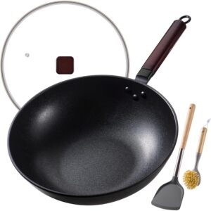 Carbon Steel Wok/13寸不粘平底中式炒锅套装 53%OFF