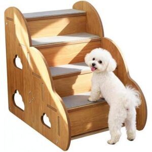 实木宠物防滑楼梯 (四阶 / 适高 16‑22 英寸) 50%OFF