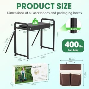 400磅承重黑色便携折叠园艺跪坐两用凳 50%OFF