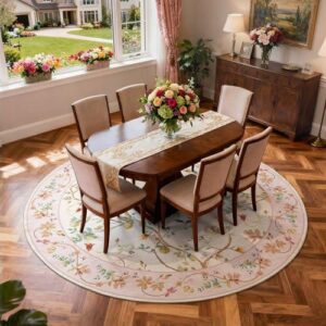 8英尺 圆形 地毯 花卉图案  50%OFF