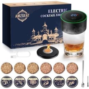 电动威士忌熏制器套装 - 可充电鸡尾酒熏制器套装，包含 6 块木片 - 独特的波本威士忌，非常适合圣诞节使用 63%OFF