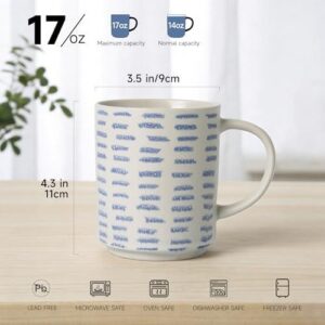 手绘灰蓝条纹陶瓷咖啡杯 50%OFF