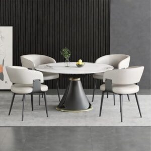 4把现代PU皮曲背金属腿餐椅套装 48%OFF