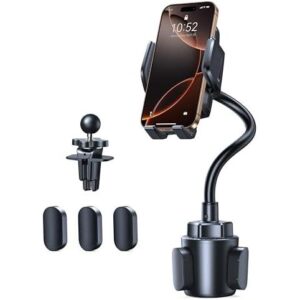 特克尼特杯车载手机支架 - 可调节鹅颈式杯架手机支架，带有通风口和可扩展底座 62%OFF