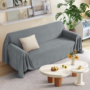 KinCam 软垫沙发套，适用于 3 个扶手沙发的沙发套，可清洗的组合式沙发套，适合宠物的带流苏的沙发毯套，对大多数家具适用（尺寸：71" x 134"）50%OFF