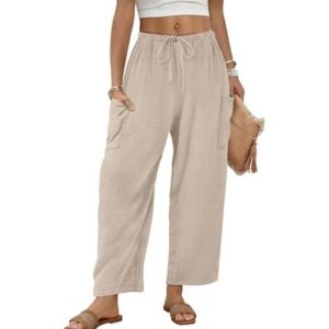 女款(宽腿/松紧腰/带口袋)休闲裤 60%OFF