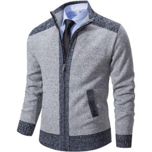 Msmsse 男士针织开衫毛衣夹克全拉链毛衣外套浅灰色 美国尺码 2XL -56%