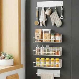 5件套磁吸(免打孔/强承重/白色)冰箱调料收纳架 50%OFF