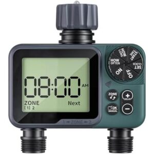 喷水器定时器（2 区）及数字浇水定时器，适用于花园水管71%OFF