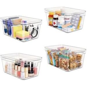 MOONEDGE 小型透明塑料储物盒（带盖子和把手）  55%OFF