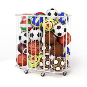 250 升滚珠收纳盒带锁轮 - 大型运动用品收纳篮，适用于篮球、足球、排球和排球 50%OFF