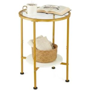 双层(钢化玻璃/金属)圆形边几 64%OFF