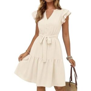 2026春(女士飘袖V领层叠沙滩裙) 60%OFF