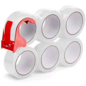 6卷装(2.7密耳/1.88英寸x55码)带切割器透明强力打包胶带 44%OFF