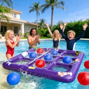 升级版(PVC加厚/带喷水)紫色井字棋水上浮排游戏套装（含10球） 50%OFF