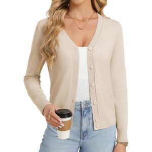 GRACE KARIN 女士米色开衫毛衣轻薄扣子V领春季开衫潮流夏日针织肩袖 S -66%