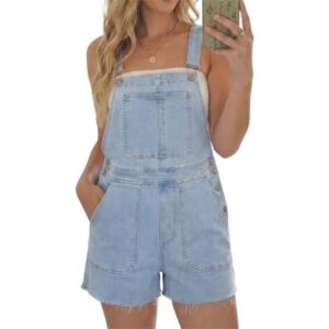 Denim Overall Shorts for Women Stretchy Adjustable Straps Bib Jean Short Overalls Denim Shortalls With Pockets Summer 50%OFF