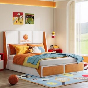 天鹅绒软包(高床头/免床垫弹簧)双人床架 50%OFF