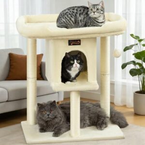 室内大型猫用树形猫爬架（28英寸/带大吊床/猫窝/玩具球/米色现代设计） 63%OFF