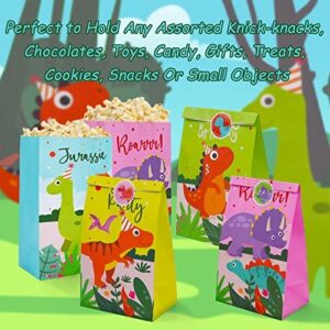 24 个带有贴纸的恐龙派对礼品袋 - 适合恐龙生日派对的儿童小礼品袋40%OFF