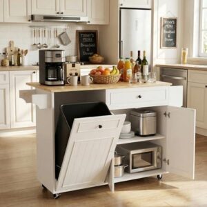 带电源插座(可折叠/带隐藏垃圾桶)移动厨房中岛台 83%OFF