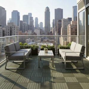 胜利放松 亚历克萨木制地板拼接式露台装饰地板砖套装（9 块） 6 块板 VR 浅绿色 - 防水室内及室外装饰 - 阳台、花园、露台地板砖（12.24 * 12.24 * 0.75 英寸）) 72%OFF