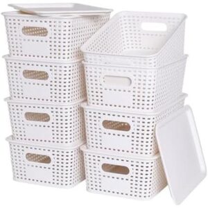 8个(白色/带盖可叠放收纳筐) 47%OFF