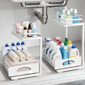 双层(可调高/2个装)橱柜滑出收纳抽屉 50%OFF