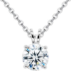 Handi Queen 1ct D Color Moissanite Pendant Necklace, 925 Sterling Silver Classic Design Necklace, Minimalist Jewelry for Women, Birthday, Valentine's Day  -52%