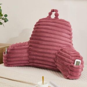 仿毛皮柔软绒面碎花玫瑰图案阅读枕（带口袋） 55%OFF