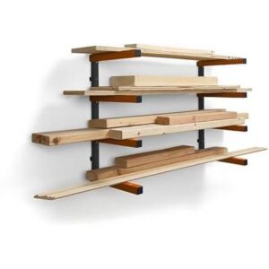 BORA Wood Storage Rack Wall Mount - Heavy Duty Lumber Storage Rack System for Garage Organization - 4-Level Workshop Organizer for Lumber 46%OFF