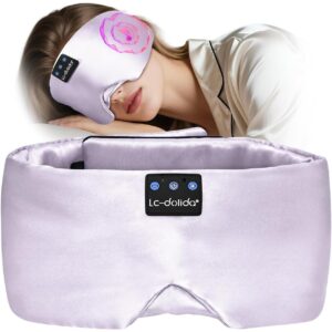 LC-dolida Luxurious Silk Soft Sleep Mask, Sleep Headphones with Bluetooth 5.4 for Side Sleeper, Total Blackout Eye Sleeping Mask for Women and Men, Ideal Gift for Restful Sleep, Travel(Light Purple)  -71%