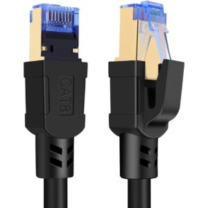 SEPWIK Cat8 以太网线，高速 Cat8 网络以太网补丁网线，带镀金 RJ45 连接器，兼容 Cat7 Cat6，千吉比特 S/FTP LAN 线 -50%