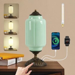 复古(三档调光/触控/带USB充电)牛奶玻璃台灯 70%OFF