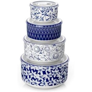 陶瓷四件套（60+36+20+10盎司带盖）储物碗 54%OFF