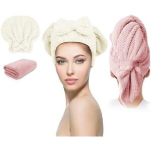 快干防毛躁卷发包巾(2件套/带扣设计) 47%OFF