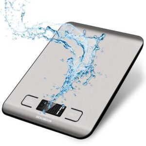 食品秤 厨房秤 11 磅/5 千克 厨房用食品秤 不锈钢液晶显示屏 减重功能（克/盎司/毫升） 用于膳食准备 咖啡（含电池）30%OFF