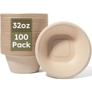 32盎司（100只装）可降解加厚纸质碗 52%OFF