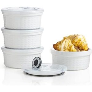 陶瓷带盖烤盅4件套（耐烤箱/微波炉/冷冻） 40%OFF