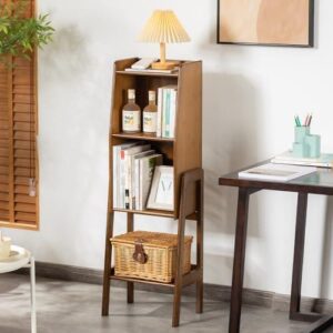 3-Tier Bamboo Bookshelf - Wood Bookcase Organizer with Open Shelves for Living Room & Home Office-Walnut Medium 50%OFF