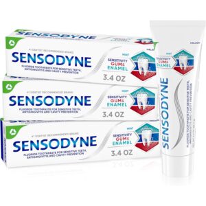 Sensodyne Toothpaste Sensitivity Gum and Enamel, Triple Protection, Refreshing Fluoride Toothpaste, Mint Flavor - 3.4 Ounces x 3  -44%