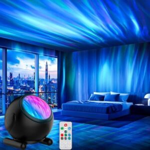 Northern Lights Projector with White Noise Remote Control 8 Aurora Effects Adjustable Galaxy Bedroom Light Sleep Aid Timer 66%OFF
