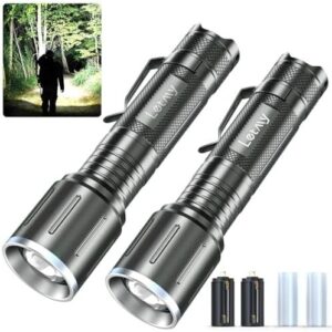 LETMY LED Flashlight 2 Pack - Super Bright Tactical Flashlights High Lumens - Zoomable 50%OFF