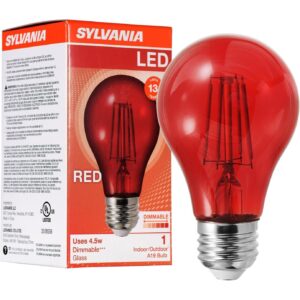 LEDVANCE Sylvania LED 红色玻璃灯丝 A19 灯泡，可调光  -28%