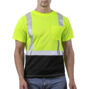 sesafety 男士高可见性衬衫、带反光条的安全衬衫 Class 2、带口袋黄色 2XL 的高可视建筑工衬衫 -50%