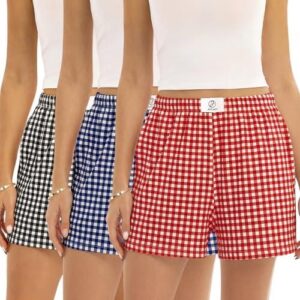 三件套(女式格纹睡裤短裤组) 30%OFF