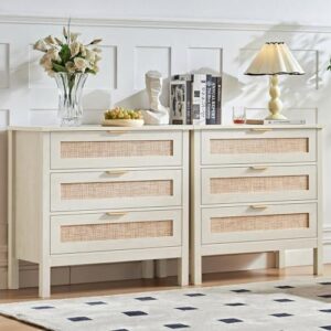藤编宽体(三抽屉/双件套)床头储物柜 62%OFF