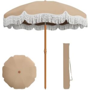 AreShark 7 英尺长的带边饰的户外遮阳伞 46%OFF